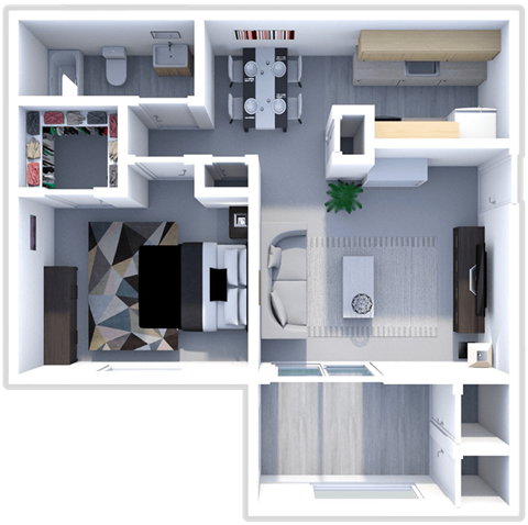 a floor plan of a 1 bedroom apartment
